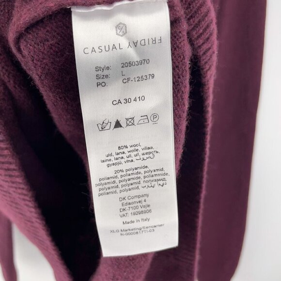 CASUAL FRIDAY NWT Karl Wool Crew Neck Preppy Burgundy Red Pullover Sweater Sz L - Picture 8 of 9